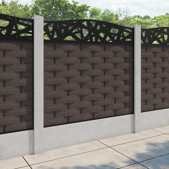 Ripple Prism Curved Top Fence Panel - Mid Brown - for existing concrete posts