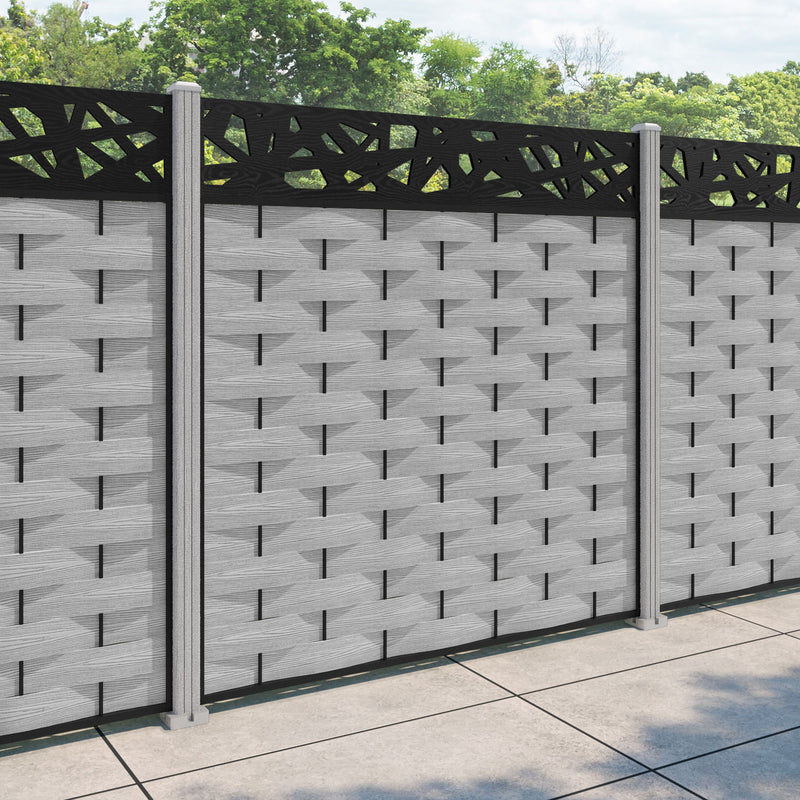 Ripple Prism Fence Panel - Light Grey - with our composite posts