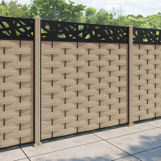 Ripple Prism Fence Panel - Light Oak - with our composite posts