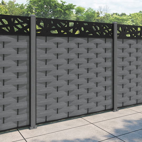 Ripple Prism Fence Panel - Mid Grey - with our composite posts
