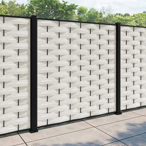Ripple Fence Panel - Light stone - with our aluminium posts
