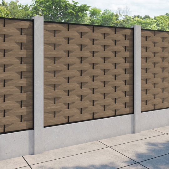 Ripple Fence Panel - Teak - for existing concrete posts