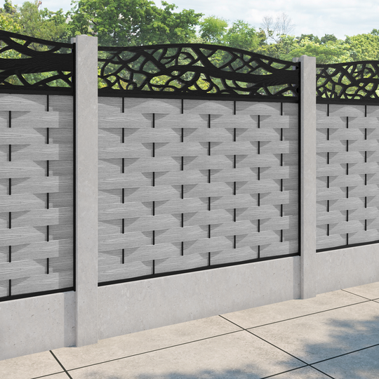 Ripple Twilight Curved Top Fence Panel - Light Grey - for existing concrete posts