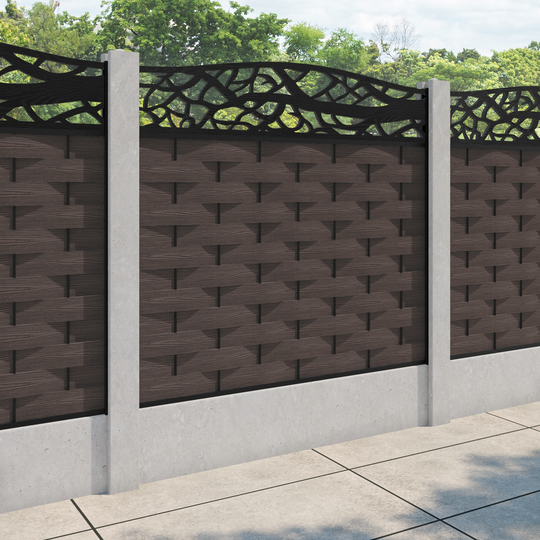 Ripple Twilight Curved Top Fence Panel - Mid Brown - for existing concrete posts