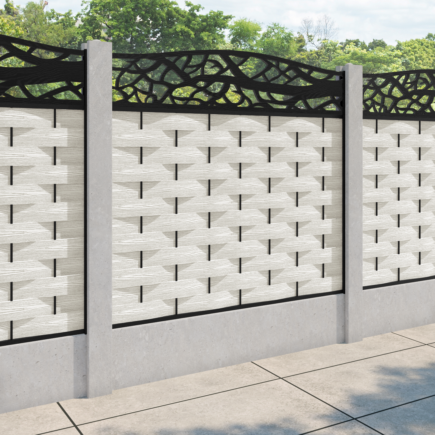Ripple Twilight Curved Top Fence Panel - Light Stone - for existing concrete posts
