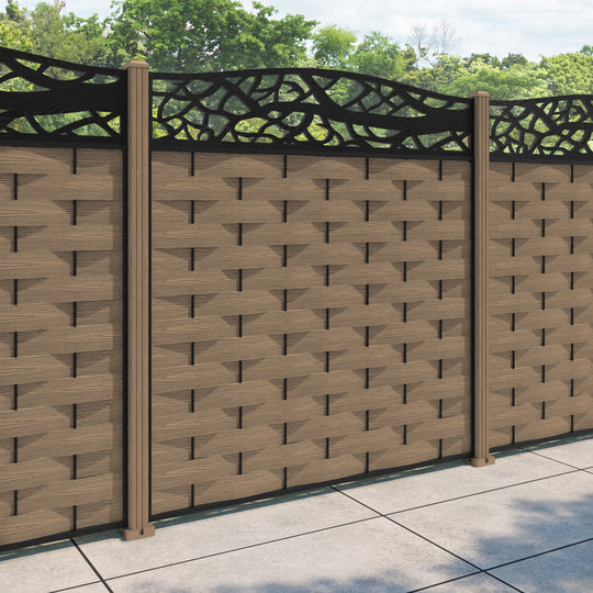 Ripple Twilight Curved Top Fence Panel - Teak - with our composite posts