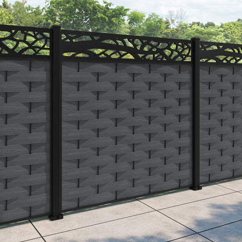 Ripple Twilight Fence Panel - Dark Grey - with our aluminium posts