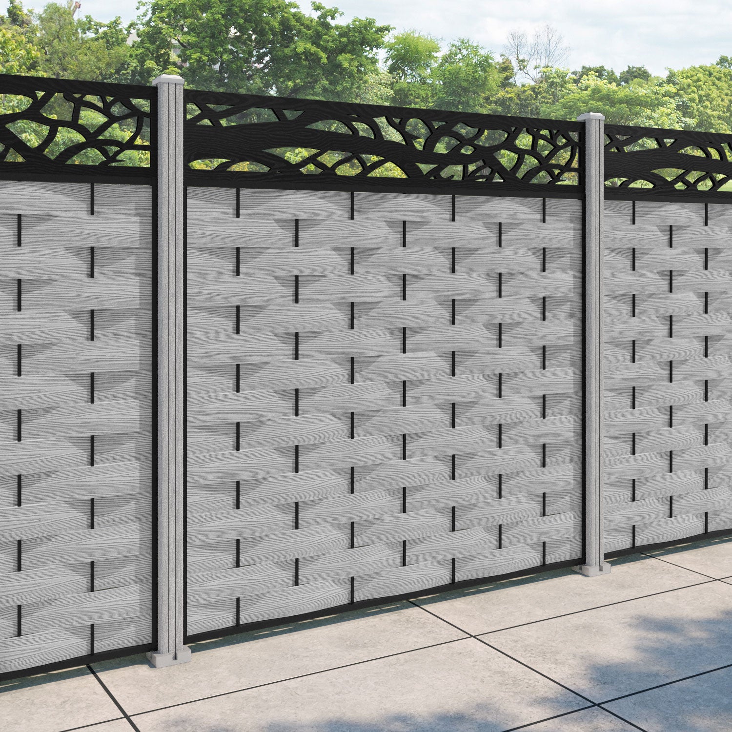 Ripple Twilight Fence Panel - Light Grey - with our composite posts