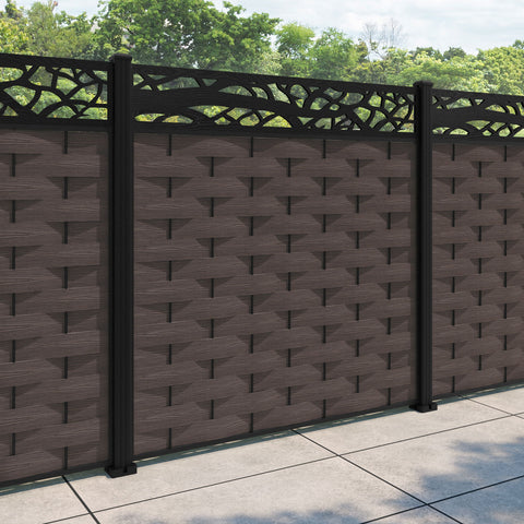 Ripple Twilight Fence Panel - Mid Brown - with our aluminium posts
