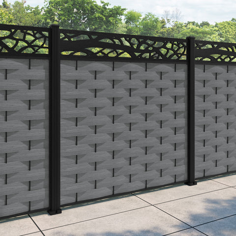 Ripple Twilight Fence Panel - Mid Grey - with our aluminium posts