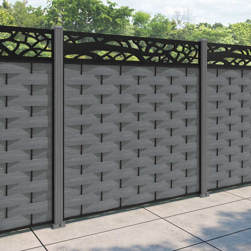 Ripple Twilight Fence Panel - Mid Grey - with our composite posts