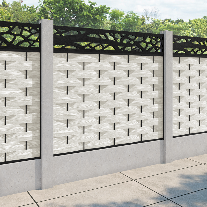 Ripple Twilight Fence Panel - Light Stone - for existing concrete posts