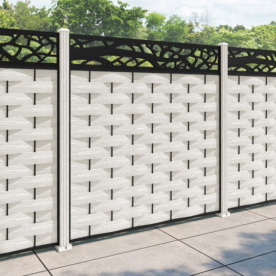Ripple Twilight Fence Panel - Light Stone - with our composite posts
