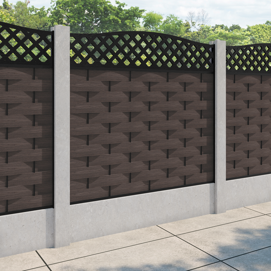 Ripple High Wave Fence Panel - Mid Brown - for existing concrete posts