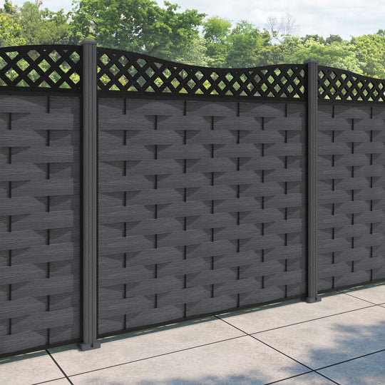 Ripple Low Wave Fence Panel - Dark Grey - with our composite posts