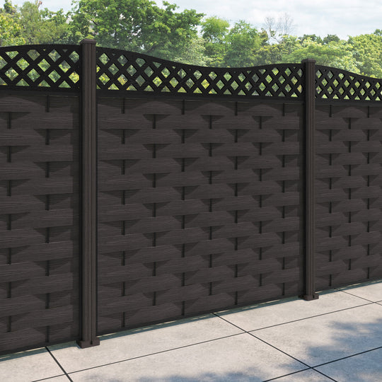 Ripple Low Wave Fence Panel - Dark Oak - with our composite posts