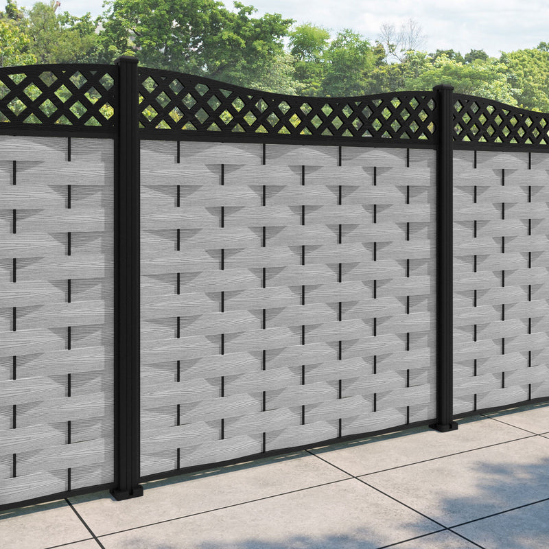 Ripple Low Wave Fence Panel - Light Grey - with our aluminium posts