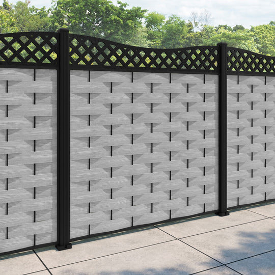 Ripple Low Wave Fence Panel - Light Grey - with our aluminium posts