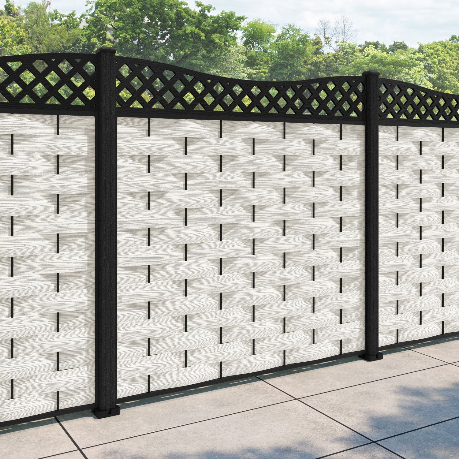 Ripple Low Wave Fence Panel - Light Stone - with our composite posts