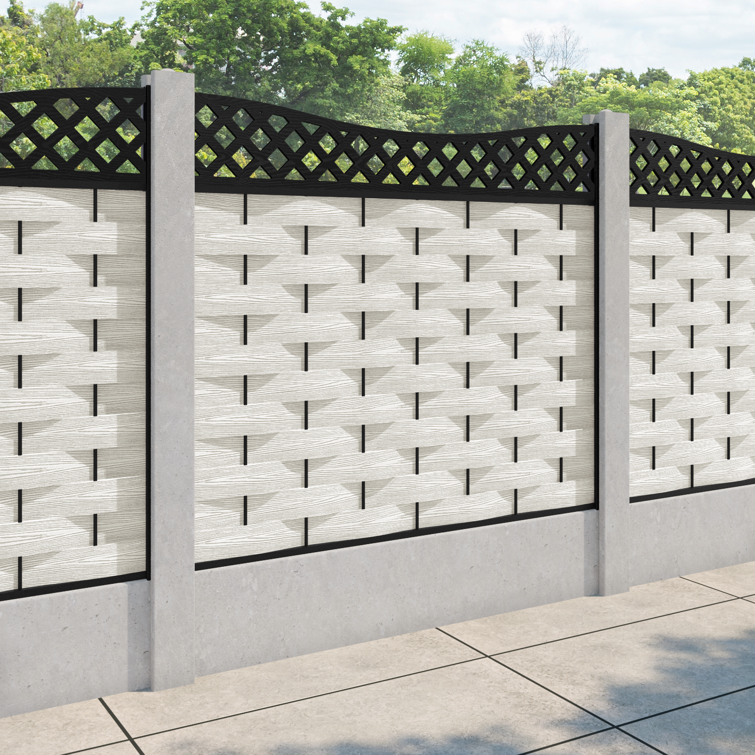 Ripple Low Wave Fence Panel - Light Stone - for existing concrete posts