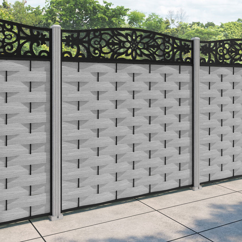 Ripple Windsor Curved Top Fence Panel - Light Grey - with our composite posts