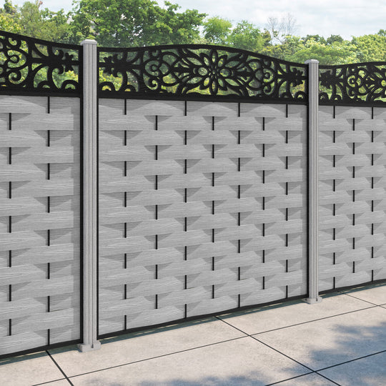 Ripple Windsor Curved Top Fence Panel - Light Grey - with our composite posts