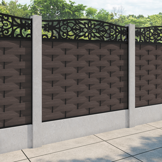 Ripple Windsor Curved Top Fence Panel - Mid Brown - for existing concrete posts