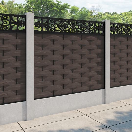 Ripple Windsor Fence Panel - Mid Brown - for existing concrete posts