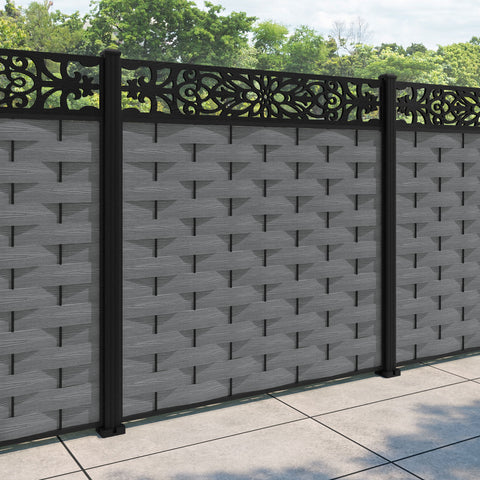 Ripple Windsor Fence Panel - Mid Grey - with our aluminium posts