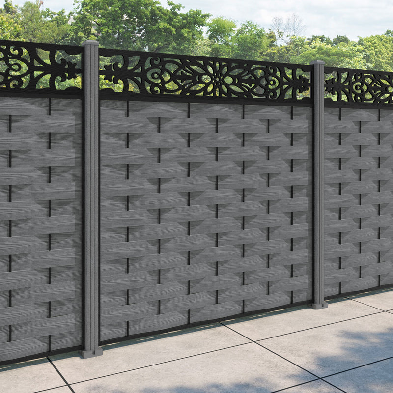Ripple Windsor Fence Panel - Mid Grey - with our composite posts