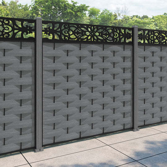 Ripple Windsor Fence Panel - Mid Grey - with our composite posts