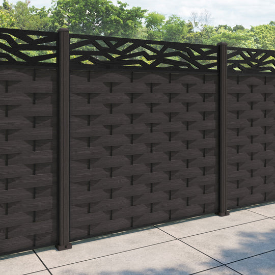 Ripple Zenith Fence Panel - Dark Oak - with our composite posts