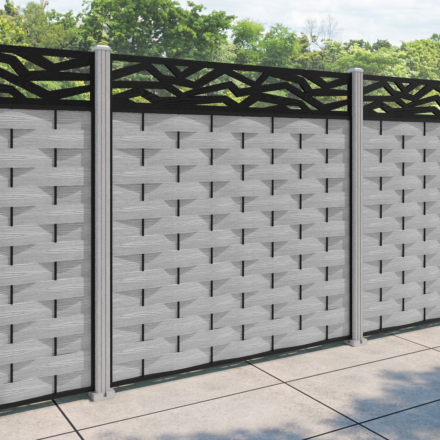 Ripple Zenith Fence Panel - Light Grey - with our composite posts
