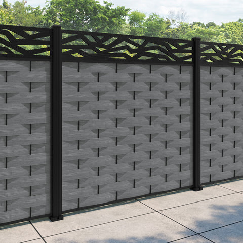 Ripple Zenith Fence Panel - Mid Grey - with our aluminium posts