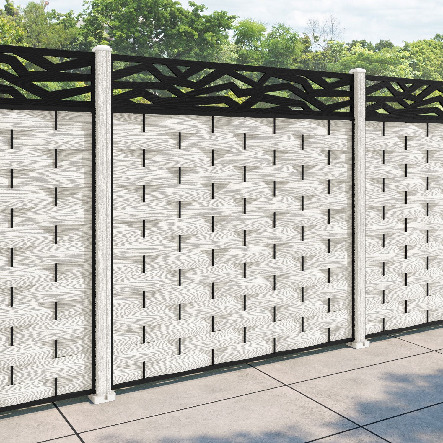 Ripple Zenith Fence Panel - Light Stone - with our composite posts