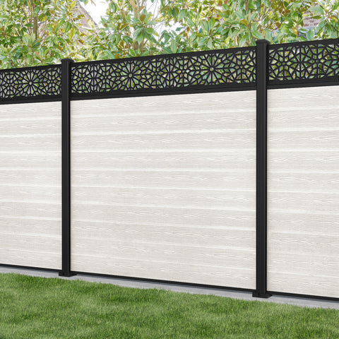 Classic Alnara Fence Panel - Light Stone - with our aluminium posts