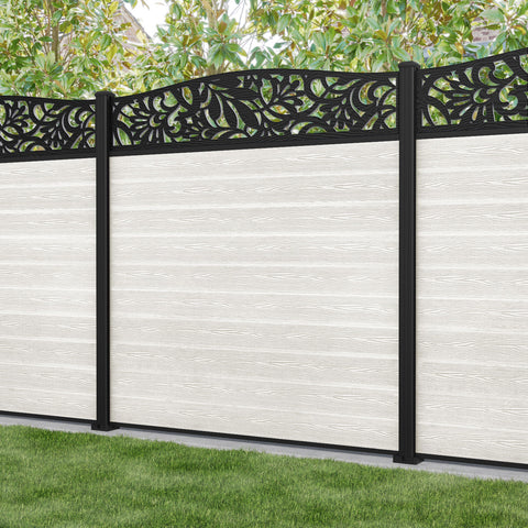 Classic Heritage Curved Top Fence Panel - Light Stone - with our aluminium posts