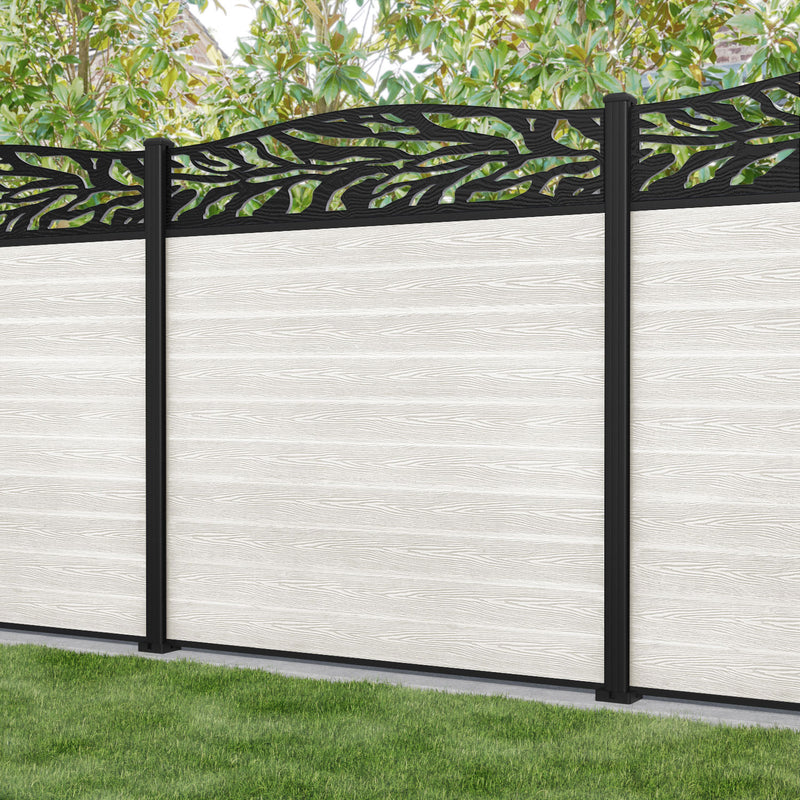 Classic Malawi Curved Top Fence Panel - Light Stone - with our aluminium posts