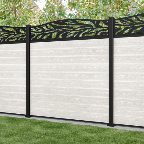 Classic Malawi Curved Top Fence Panel - Light Stone - with our aluminium posts