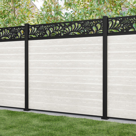 Classic Petal Fence Panel - Light Stone - with our aluminium posts