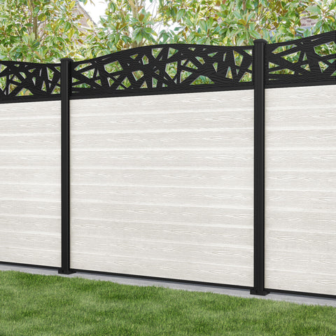 Classic Prism Curved Top Fence Panel - Light Stone - with our aluminium posts