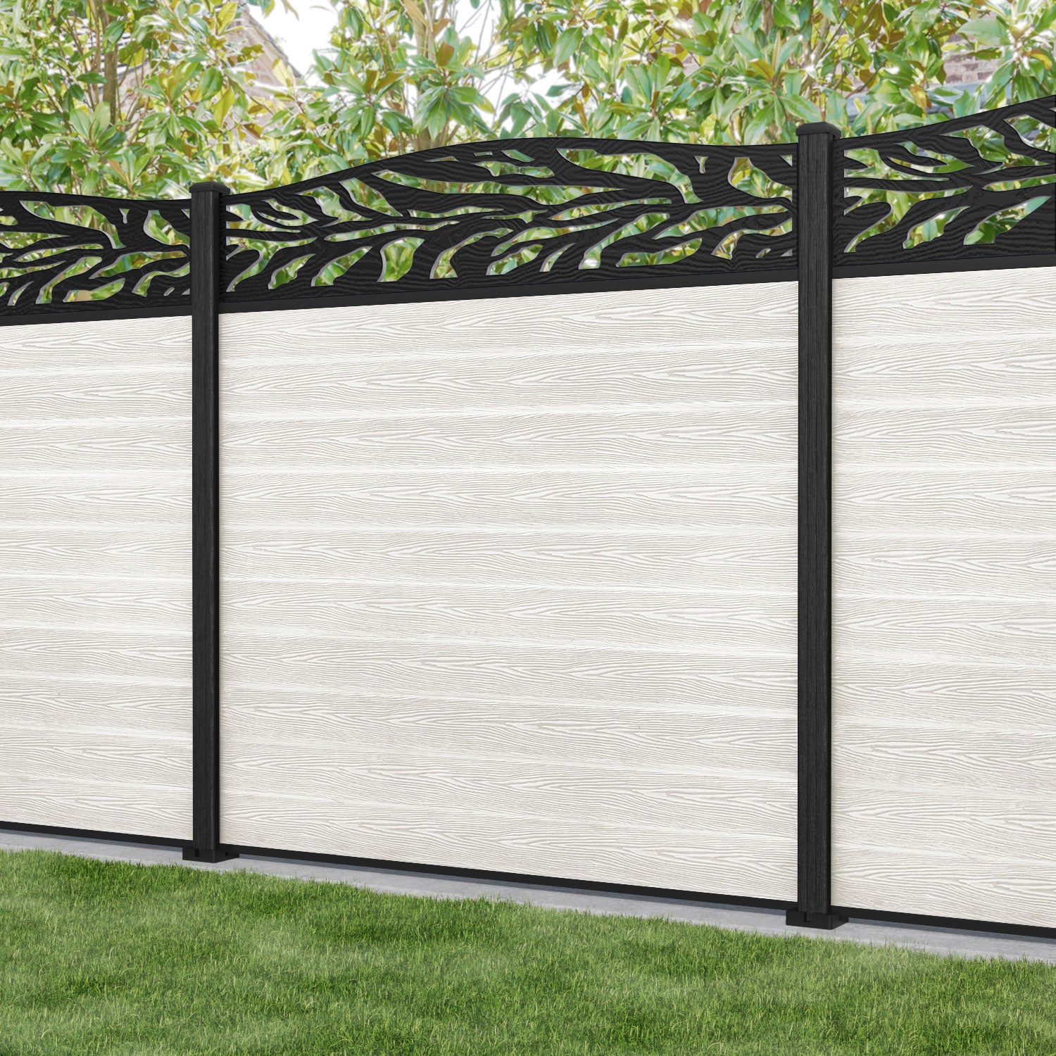 Classic Malawi Curved Top Fence Panel - Light Stone - with our composite posts