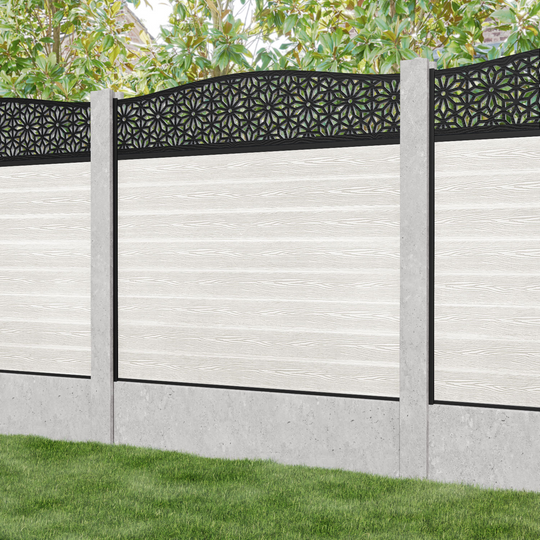 Classic Narwa Curved Top Fence Panel - Light Stone - for existing concrete posts