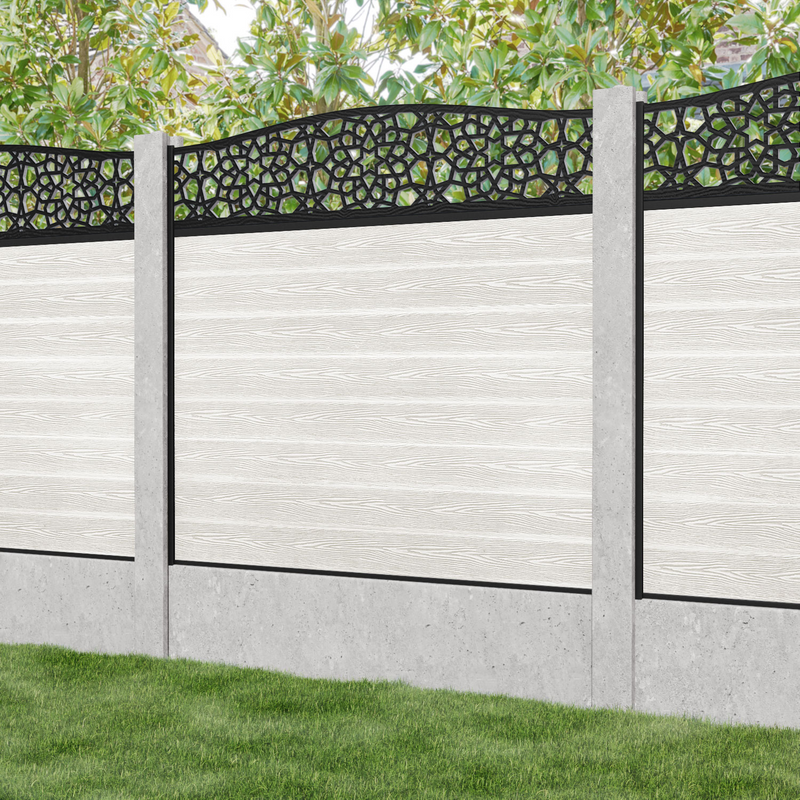 Classic Nazira Curved Top Fence Panel - Light Stone - for existing concrete posts