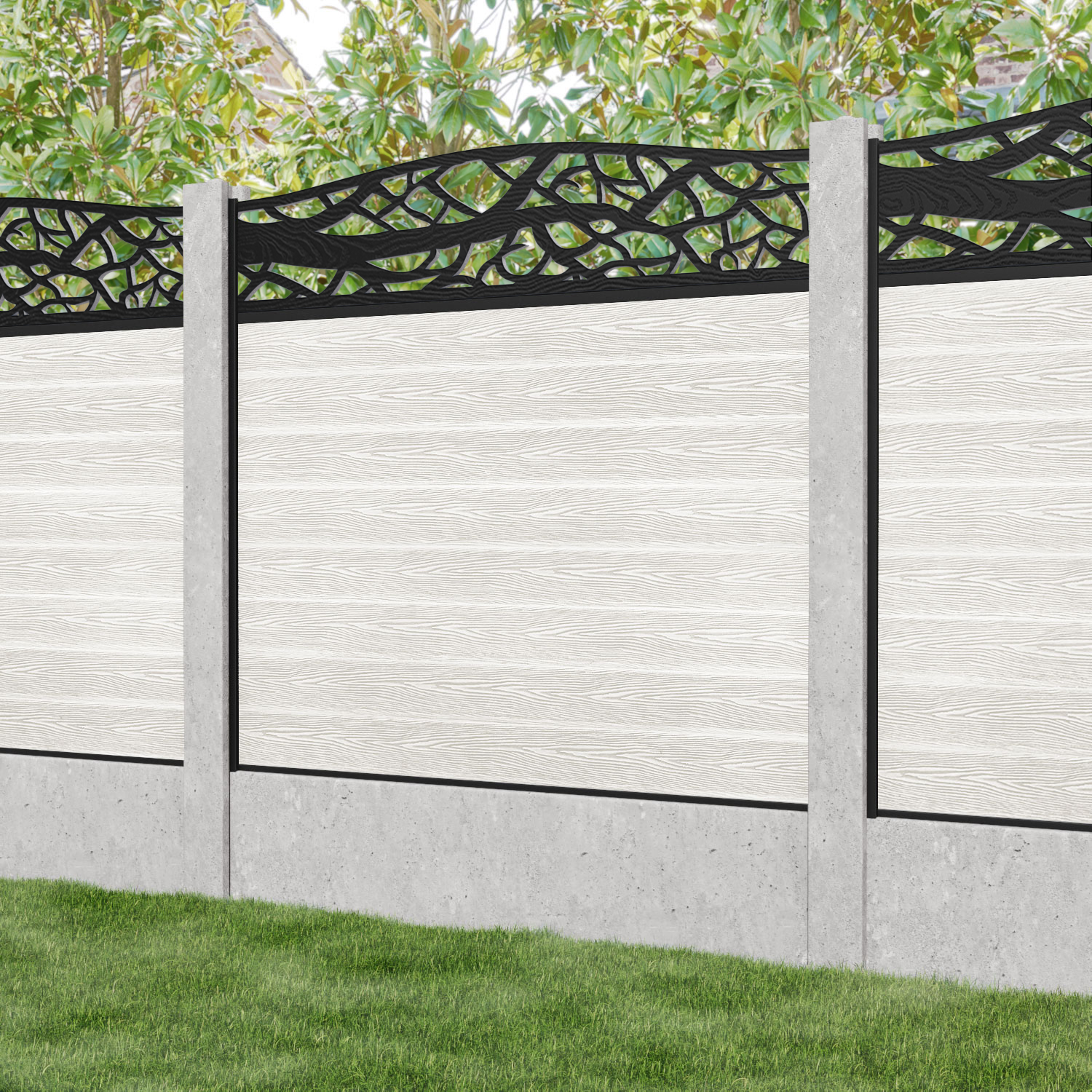 Classic Twilight Curved Top Fence Panel - Light Stone - for existing concrete posts