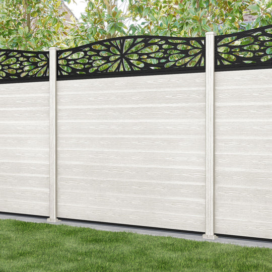 Classic Blossom Curved Top Fence Panel - Light Stone - with our composite posts