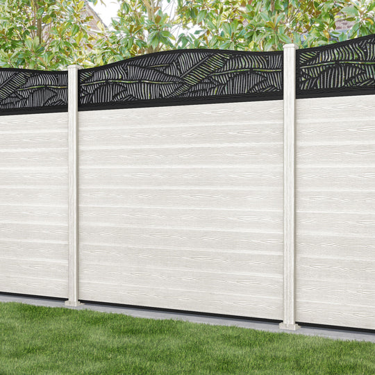 Classic Feather Curved Top Fence Panel - Light Stone - with our composite posts