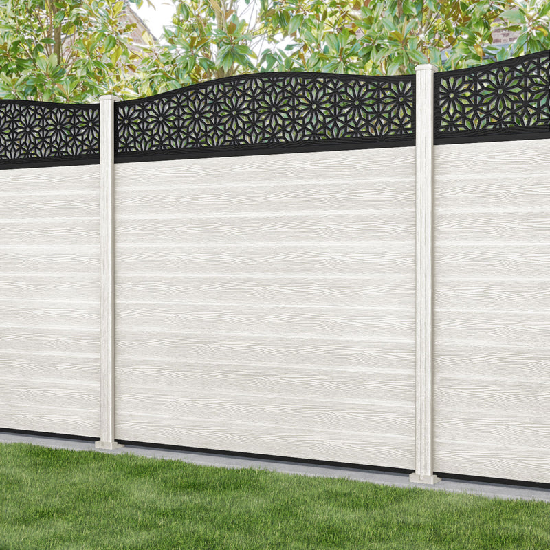 Classic Narwa Curved Top Fence Panel - Light Stone - with our composite posts