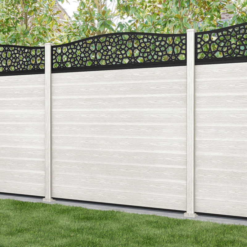 Classic Nazira Curved Top Fence Panel - Light Stone - with our composite posts