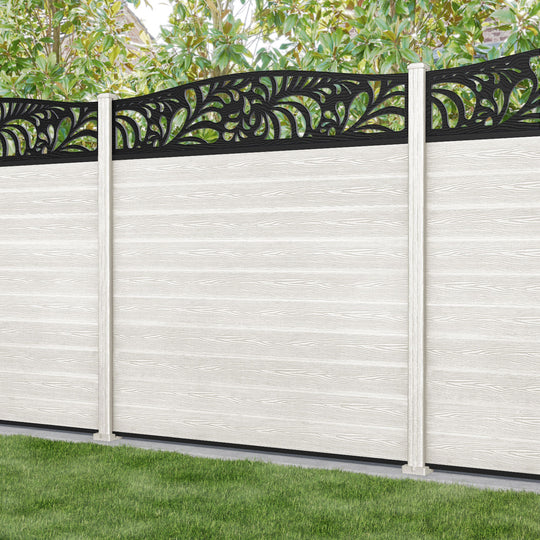Classic Petal Curved Top Fence Panel - Light Stone - with our composite posts